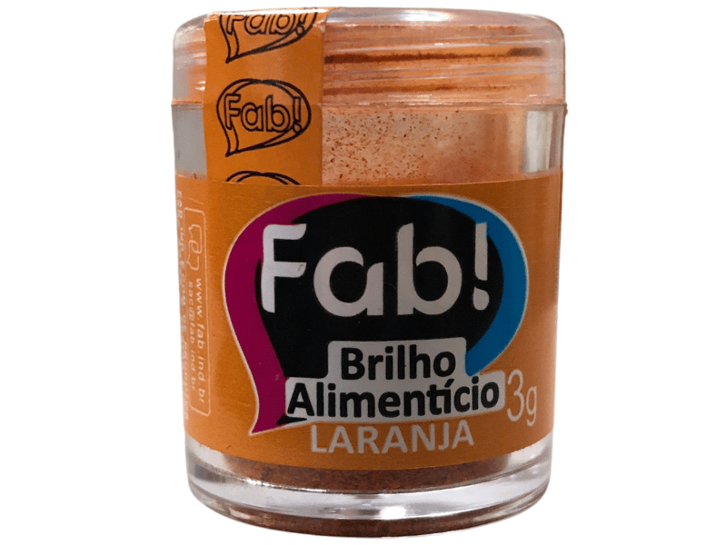Pó Brilho Alimentício Laranja 3g - Fab