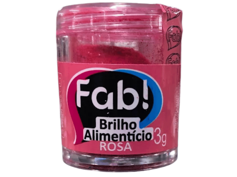 Pó Brilho Alimentício Rosa 3g - Fab