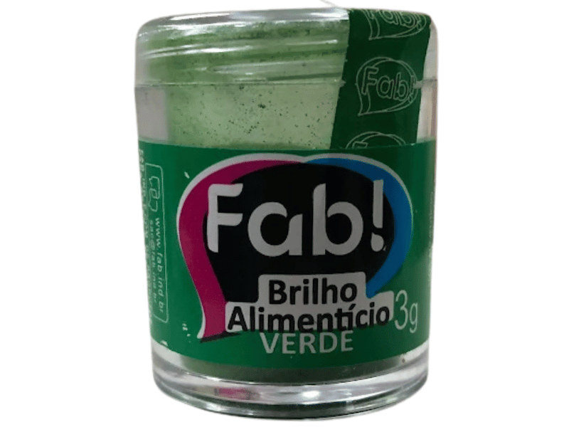 Pó Brilho Alimentício Verde 3g - Fab