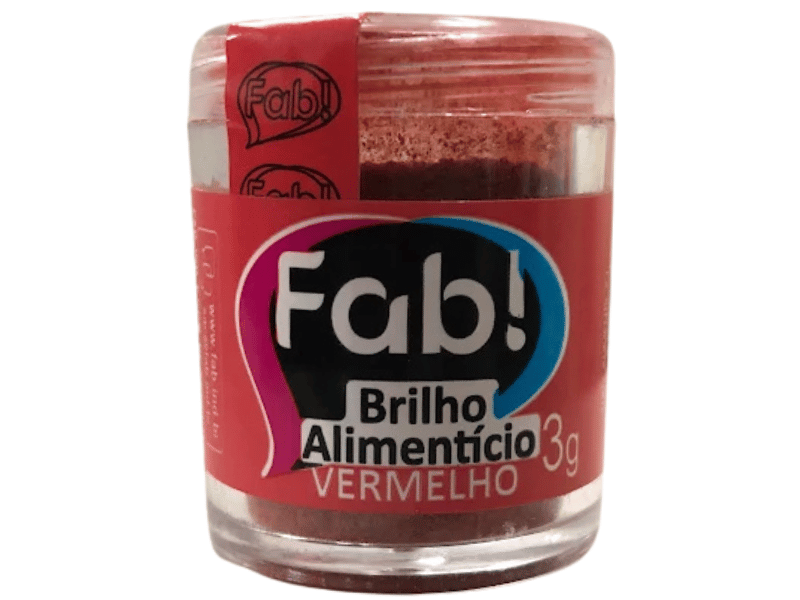 Pó Brilho Alimentício Vermelho 3g - Fab