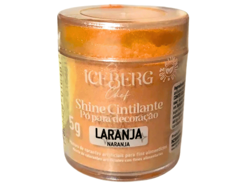 Pó para Decoração Alimentício Cintilante Laranja - Iceberge  