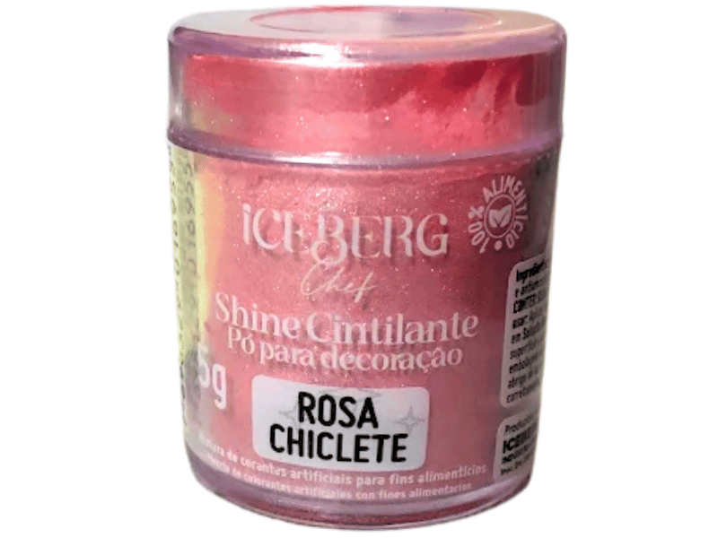 Pó para Decoração Alimentício Cintilante Rosa Chiclete - Iceberge  