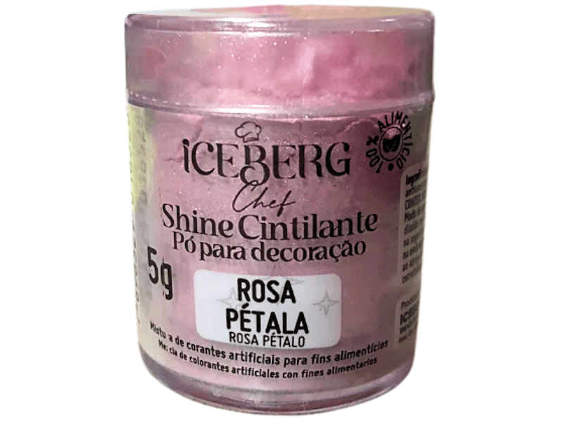 Pó para Decoração Alimentício Cintilante Rosa Pétala - Iceberge  