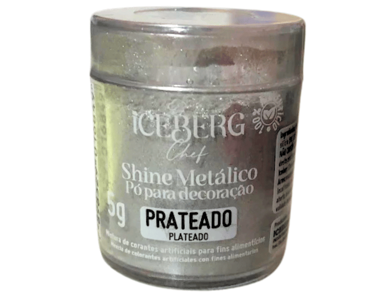 Pó para Decoração Alimentício Metálico Prateado - Iceberge  