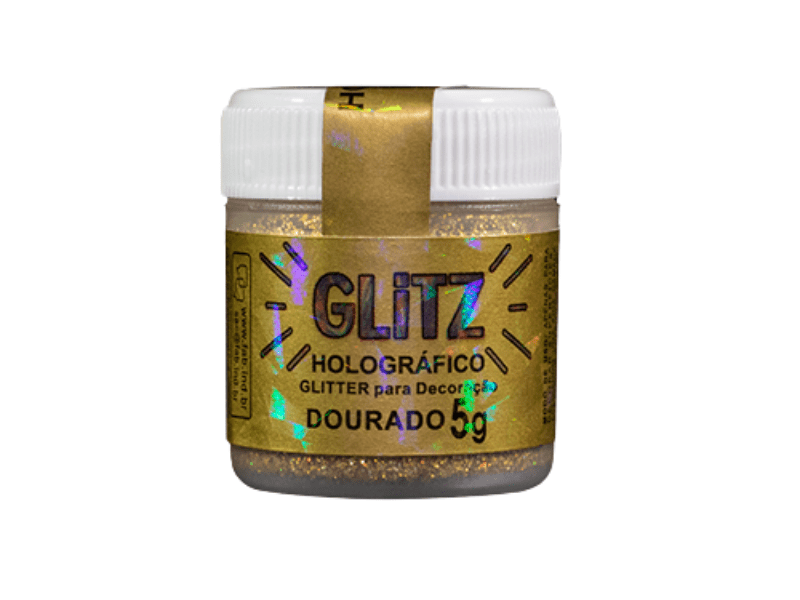 Pó para Decoração Glitter Holográfico Dourado 5g - Fab!