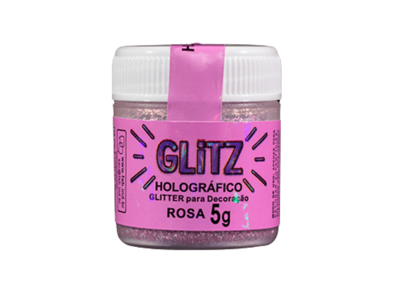 Pó para Decoração Glitter Holográfico Rosa 5g - Fab!