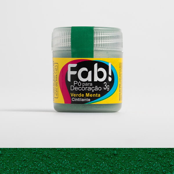 Pó para Decoração Verde Menta Cintilante 3g - Fab 