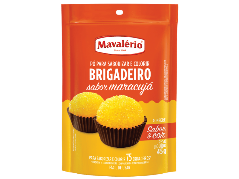 Pó para Preparo de Brigadeiro Sabor Maracujá 45g - Mavalério