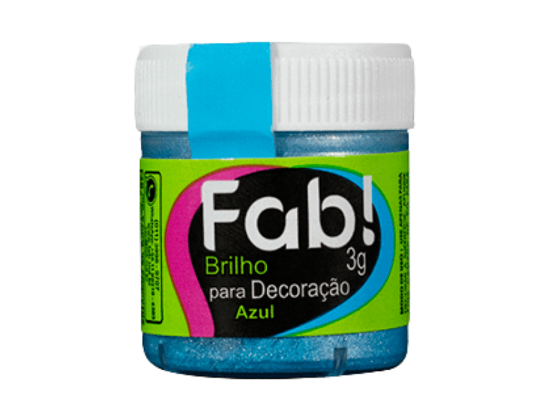 Pó para Decoração Brilho Azul 3g - Fab!