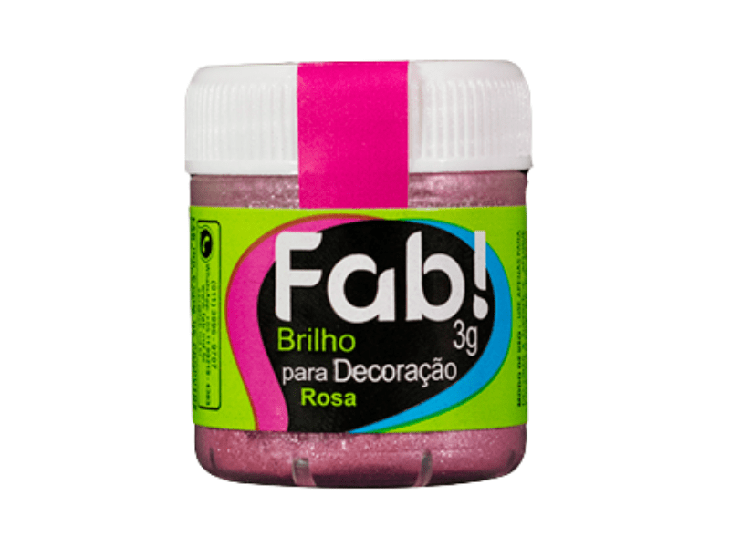 Pó para Decoração Brilho Rosa 3g - Fab!