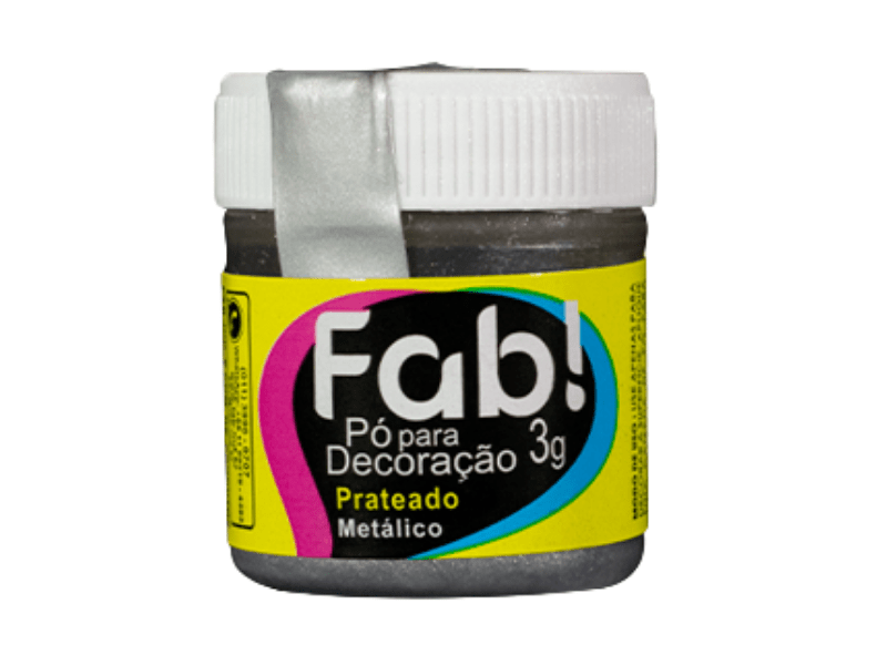 Pó para Decoração Prateado Metálico 3g - Fab!