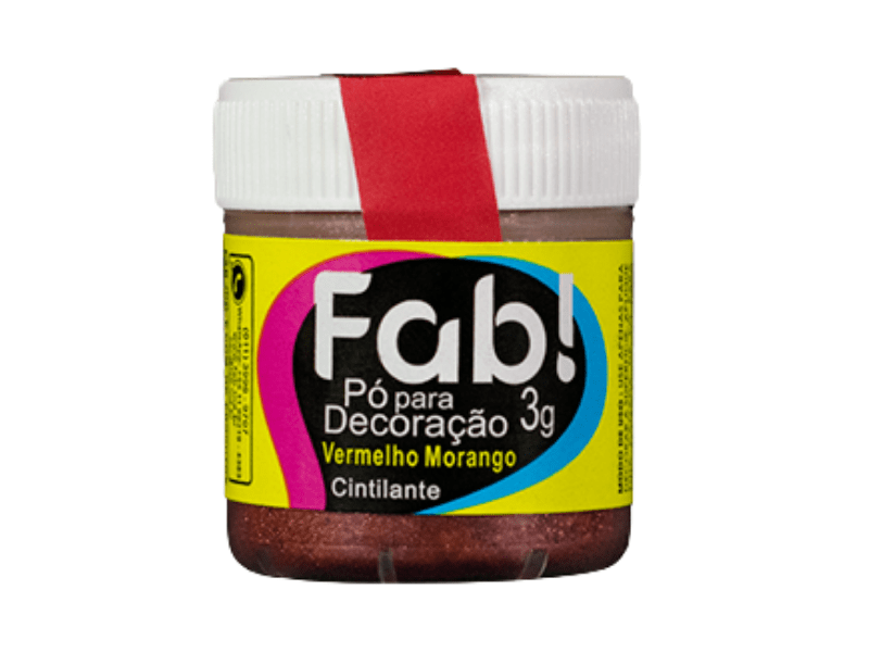 Pó para Decoração Vermelho Morango Cintilante 3g - Fab!