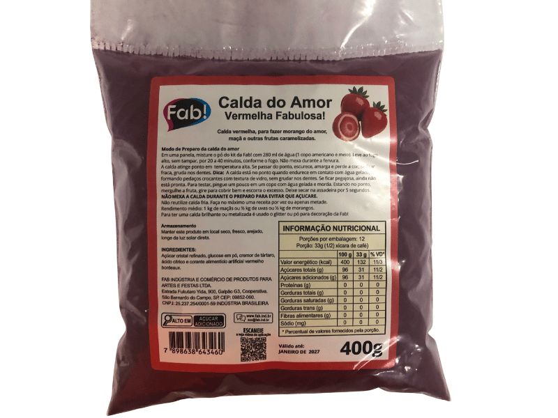 Preparo para Calda do Amor Vermelho 400g – Fab!
