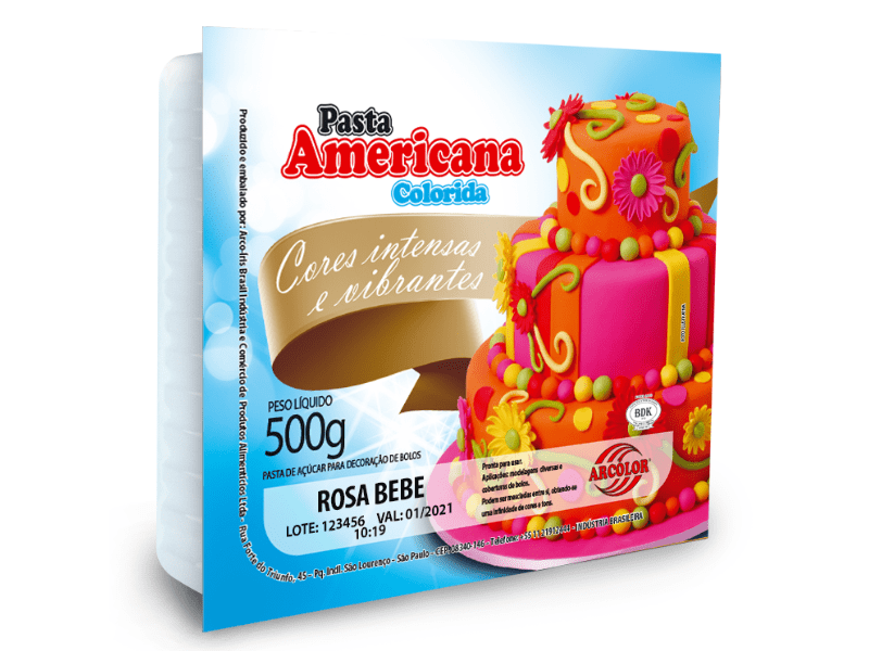 Pasta Americana Rosa Bebê 500g - Arcolor