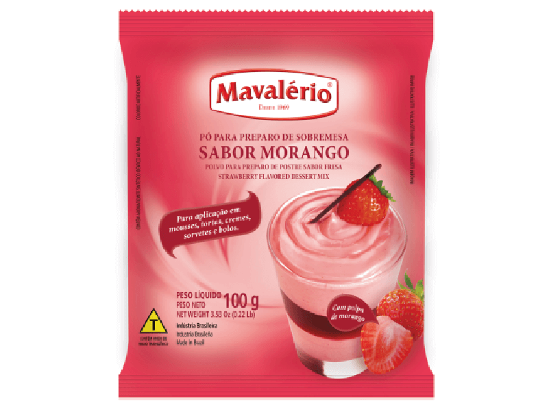 Pó para Sobremesa Morango 100g - Mavalério