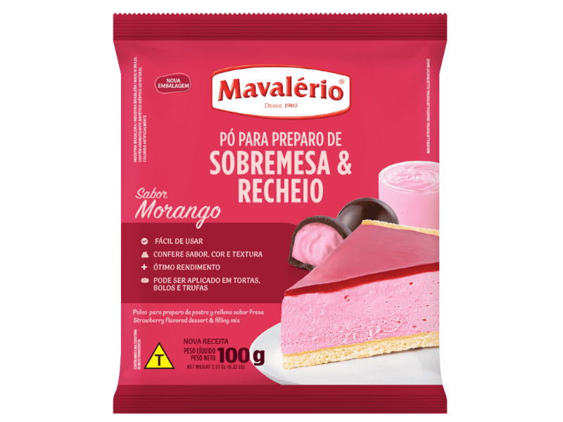 Pó para Sobremesa Morango 100g - Mavalério