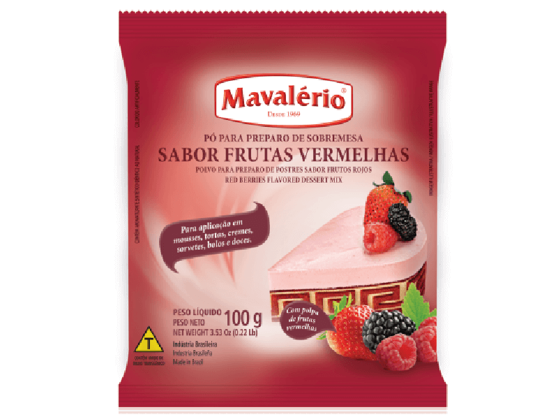 Pó para Sobremesa Sabor Frutas Vermelhas 100g - Mavalério