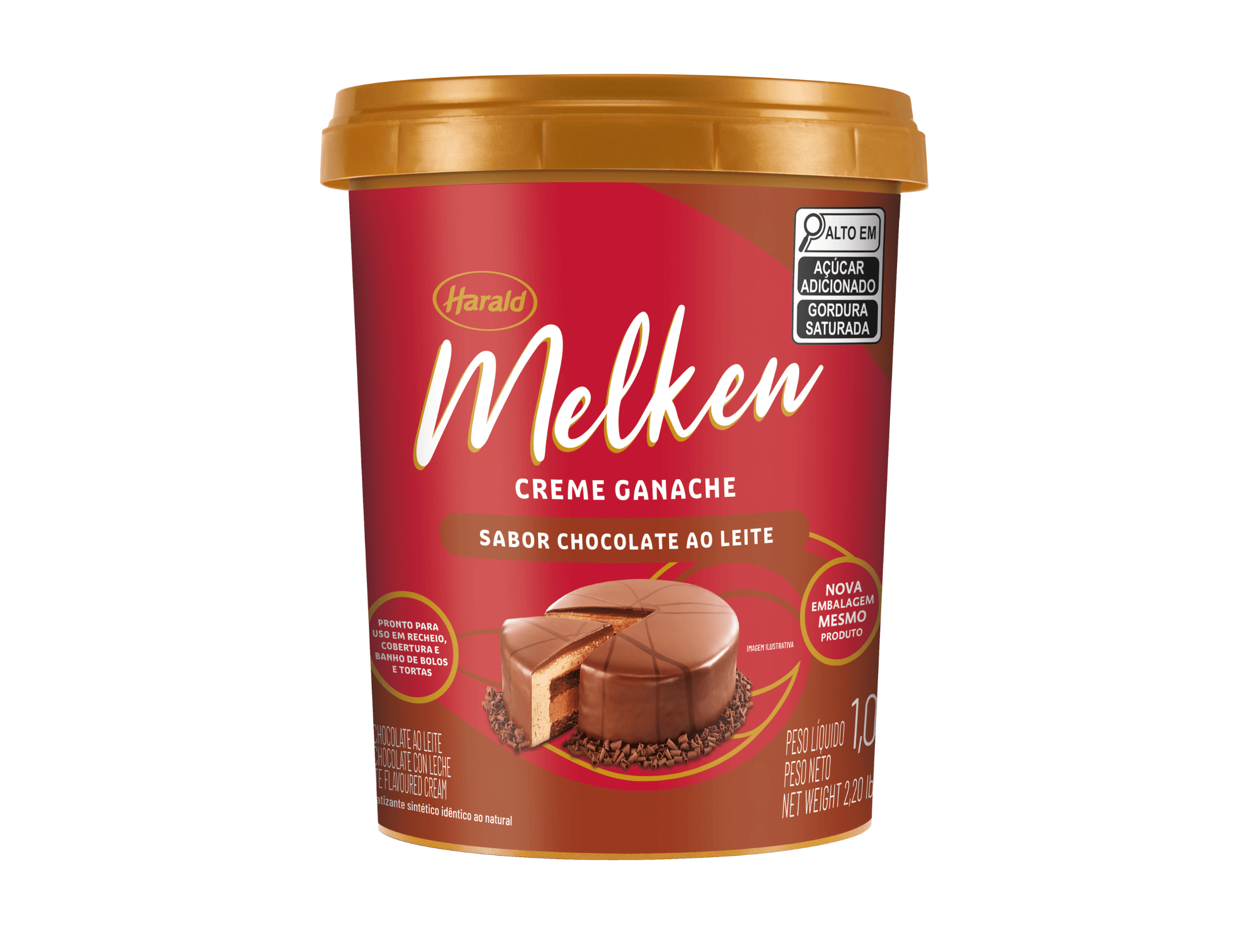 Recheio Harald Melken Creme Ganache Chocolate ao Leite 1kg