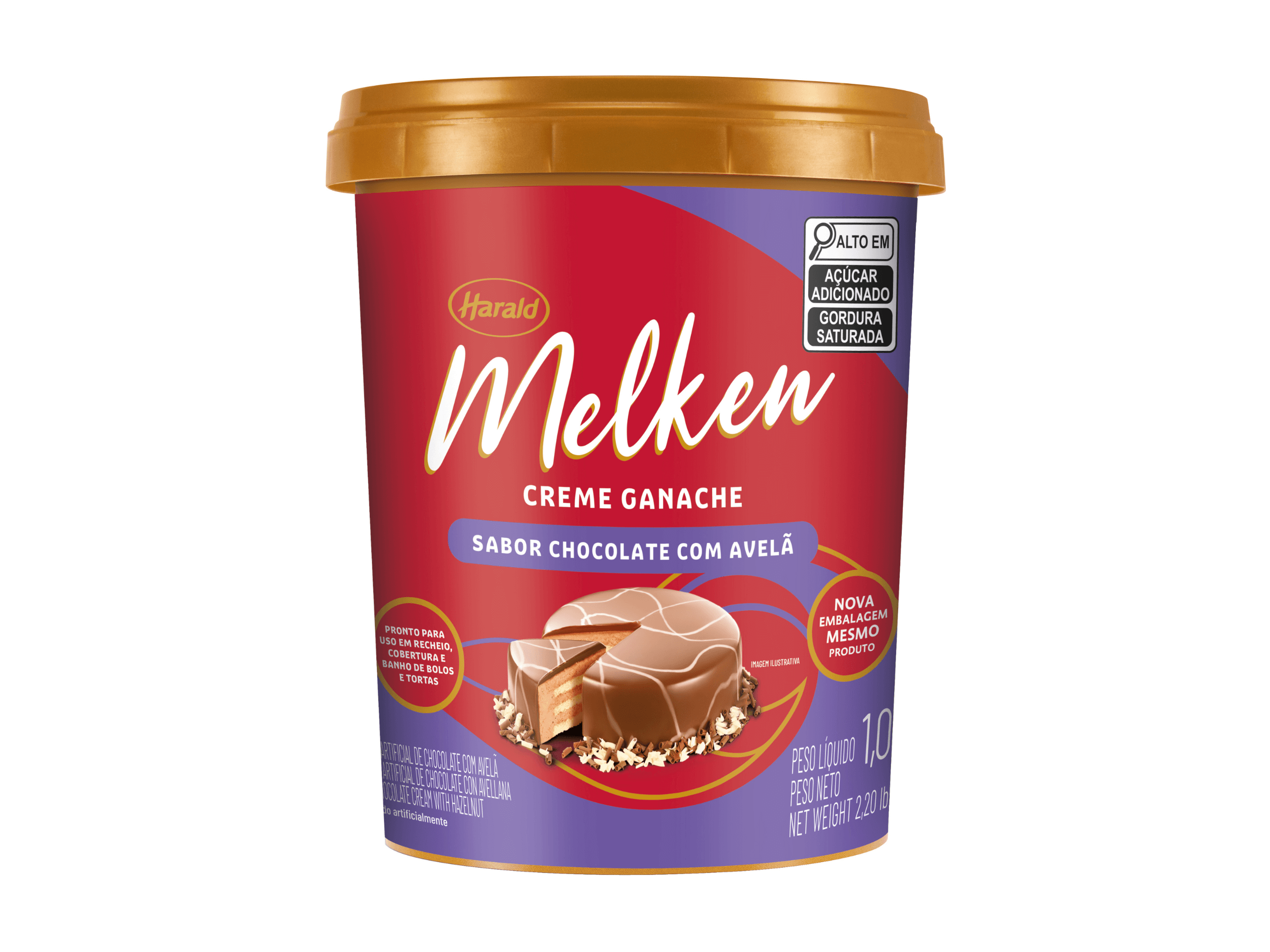 Recheio Harald Melken Creme Ganache Chocolate com Avelã 1kg