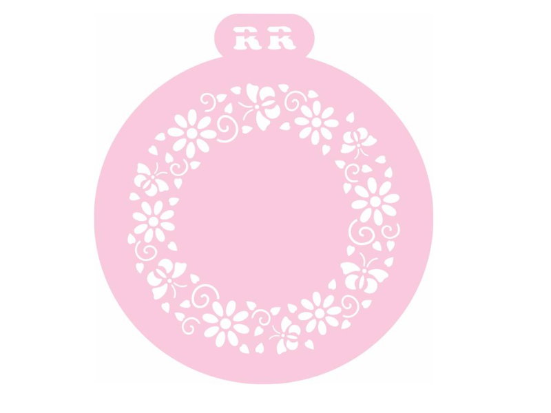 Stencil de Flores e Borboletas para Bolo Redondo - RR Cortadores