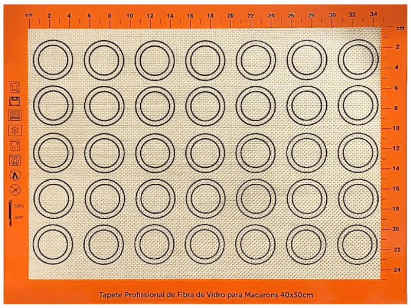Tapete de Silicone Fibra de Vidro para Macaron 40x30 cm - Prime Chef