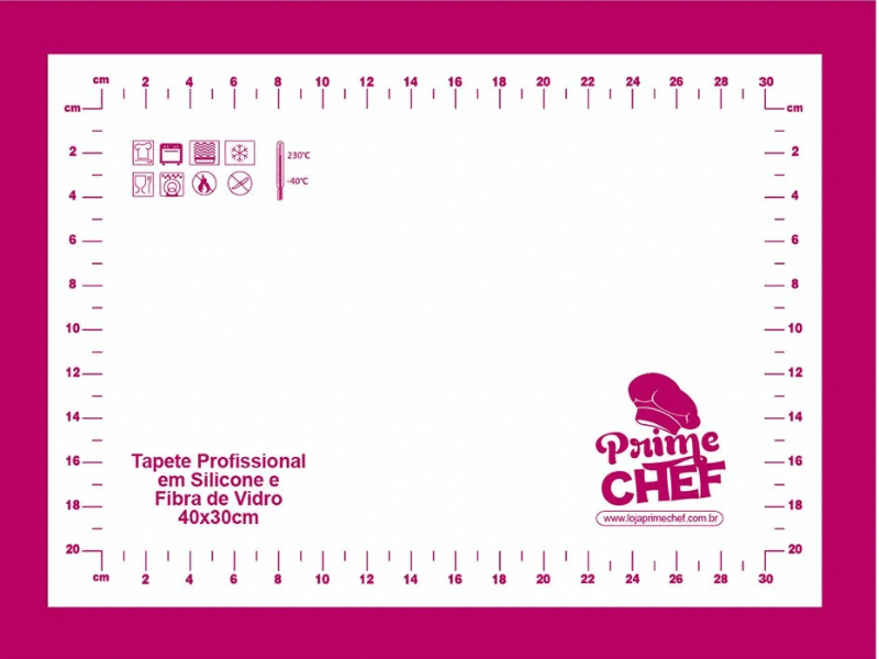 Tapete Fibra de Vidro 40x30 cm T1-Pink - Prime Chef