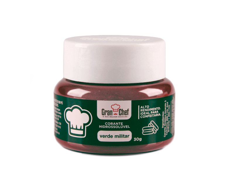 Corante em Pó Hidrossolúvel Verde Militar 30g - Gran Chef