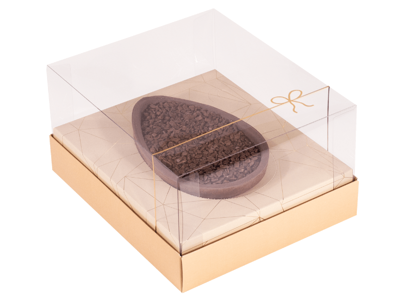 Caixa Classic para Meio Ovo Branco e Caramelo  150g e 250 c/ 5 unidades- Ideia Embalagens 