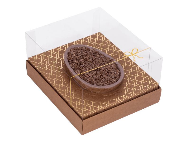 Caixa Classic para Meio Ovo Kraft Bronze  150g e 250g c/ 5 unidades - Ideia Embalagens