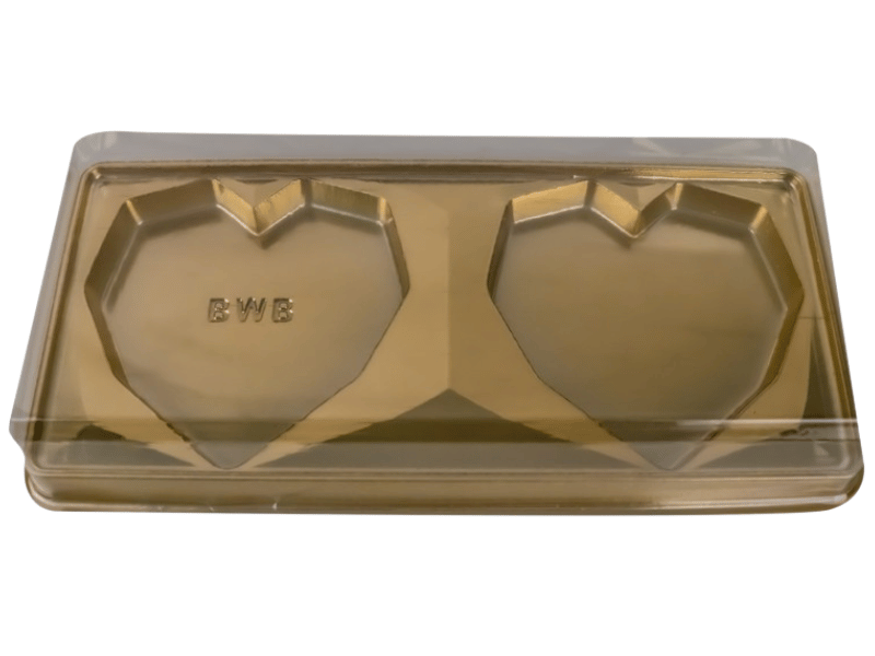Caixa Coração Lapidado Dourado 200g c/ 2 Cavidades N14050 - Bwb