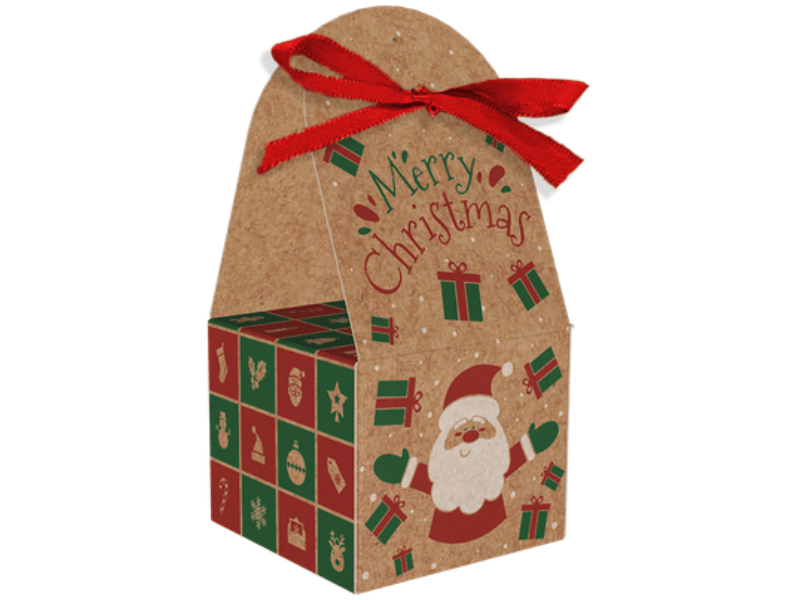 Caixa para 1 Doce Natal Kraft 5x5x4 cm c/10 unidades - Ideia Embalagens