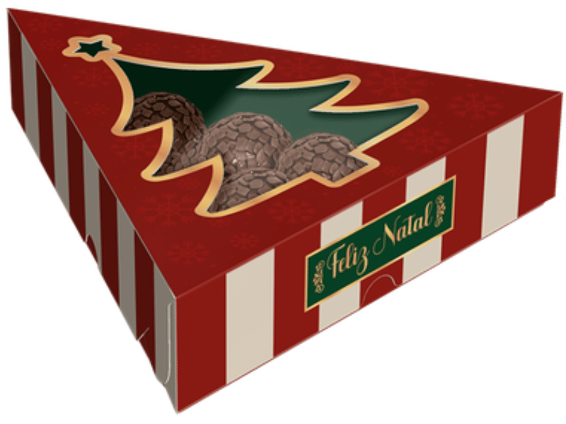Caixa para 6 Doces Árvore Natal c/Visor 17,5x17,5x4 cm c/5 unidades - Ideia Embalagens
