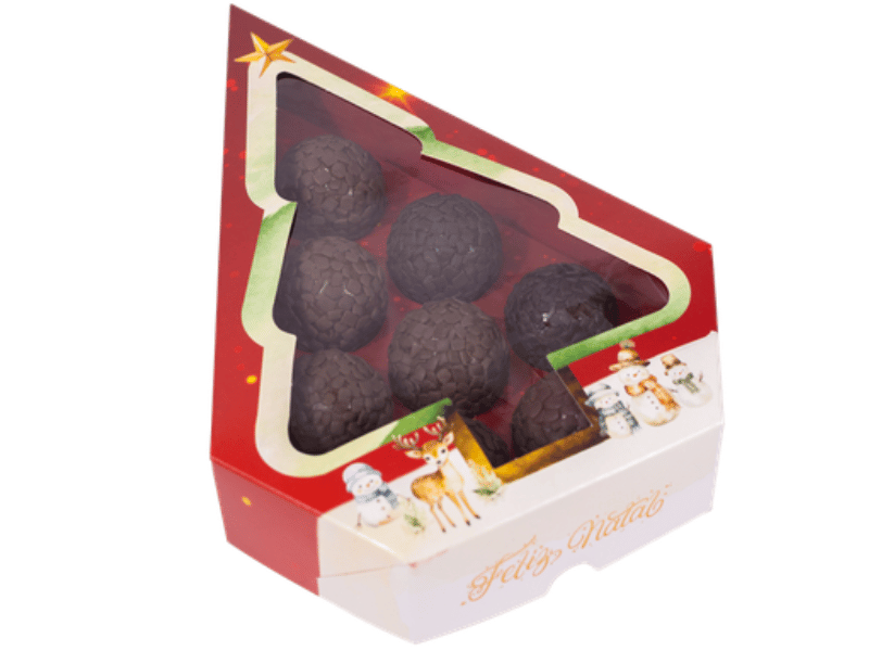 Caixa para 8 Doces Natal Encantado c/Visor 20,5x20,5x4 cm c/5 unidades - Ideia Embalagens