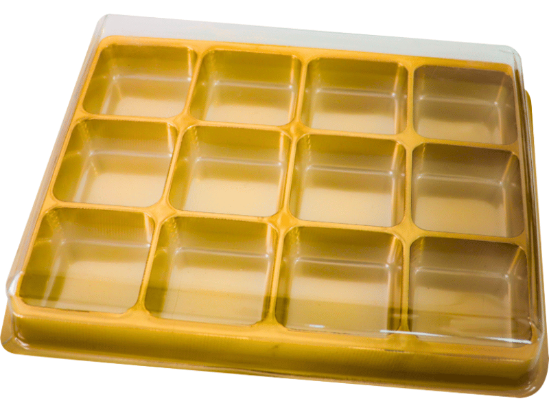 Caixa para Degustação Bombons c/12 Cavidades Dourado N14290 - Bwb
