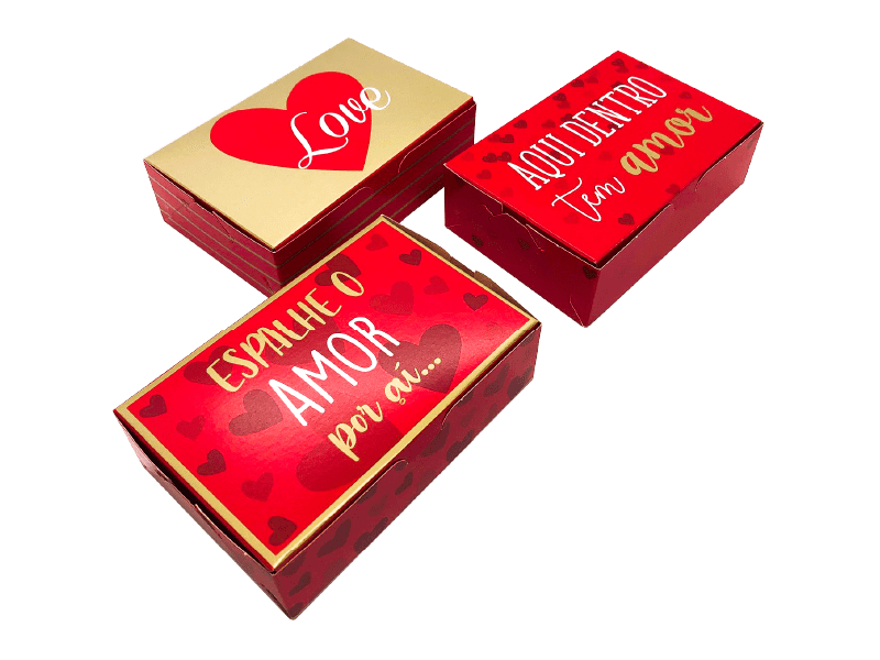 Caixa para Doces Amor Sortido 12x8x3,5 cm c/ 10 unidades - Cromus
