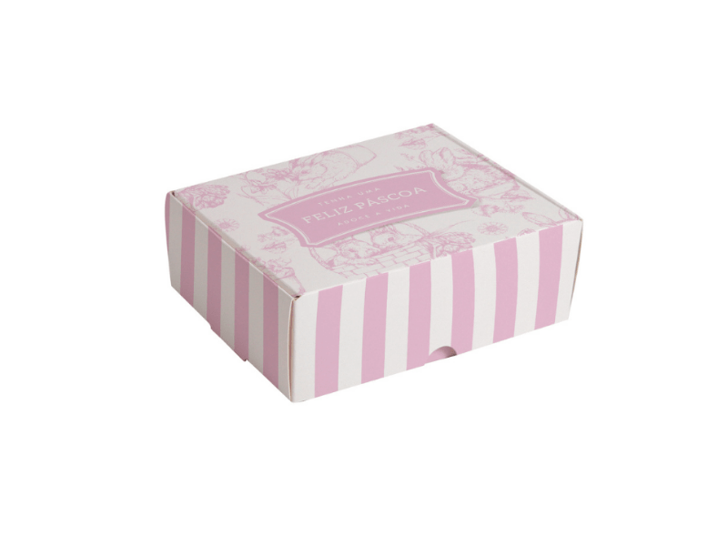 Caixa para Doces Clássico Francês Rosa 9x9x4,5 cm c/ 10 unidades - Cromus