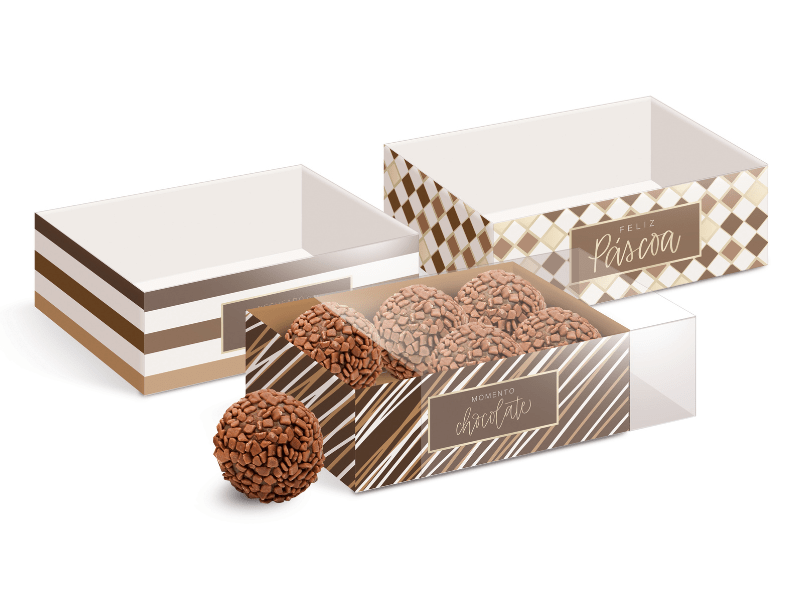 Caixa para Doces Tons de Chocolate 11x7,5x4,5 cm c/ 8 unidades - Cromus