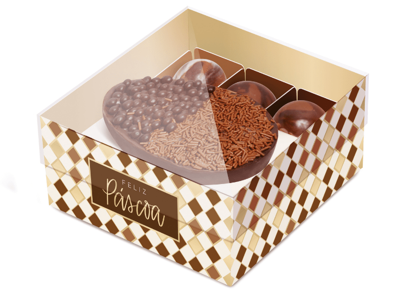 Caixa para Meio Ovo de 100g e Doces New Practice Tons de Chocolate c/ 6 unidades - Cromus