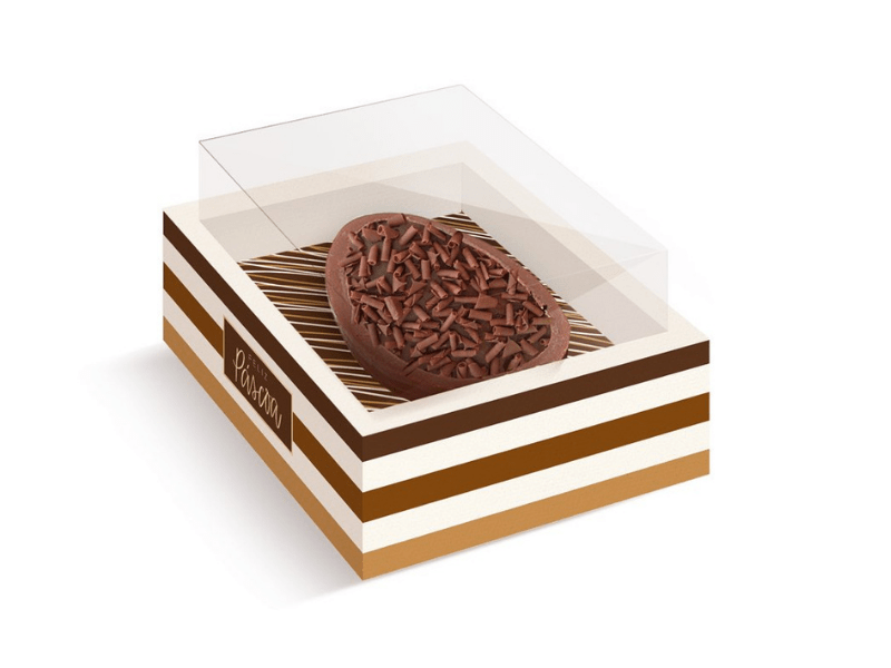 Caixa para Meio Ovo de 250g New Moldura Tons de Chocolate c/ 6 unidades - Cromus