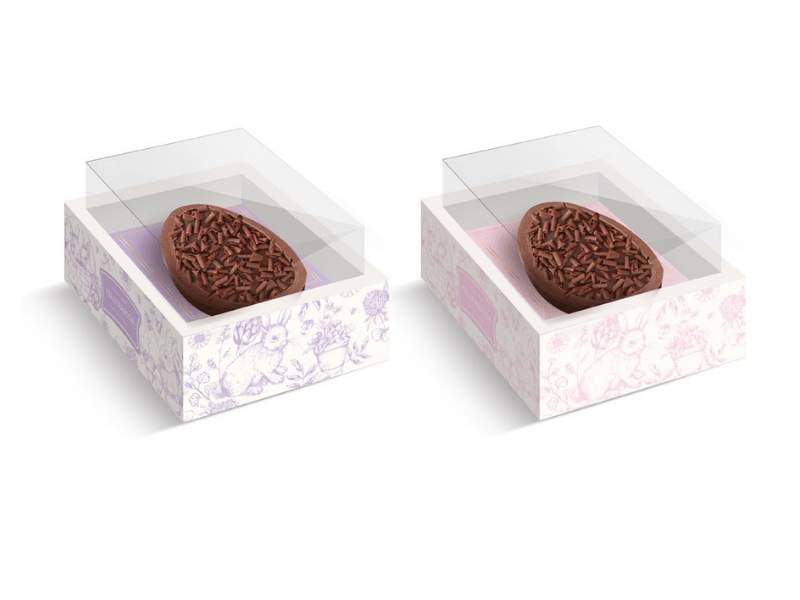 Caixa para Meio Ovo de 350g New Moldura Clássico Francês Lilás e Rosa c/ 6 unidades - Cromus