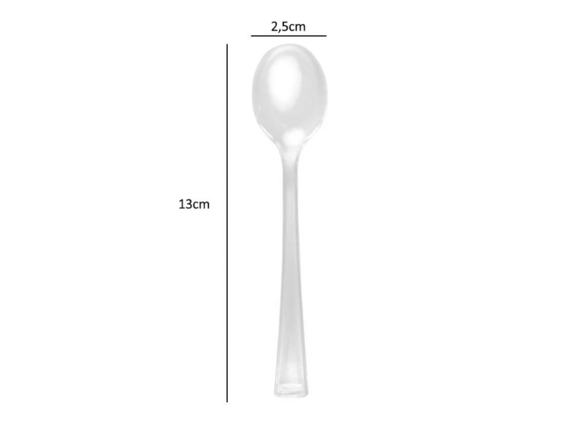 Colher Transparente 13 cm c/ 50 unidades - BlueStar