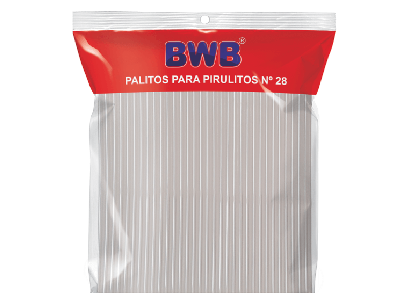 Palito de Plástico para Pirulito Cristal 28 cm c/ 50 unidades - Bwb