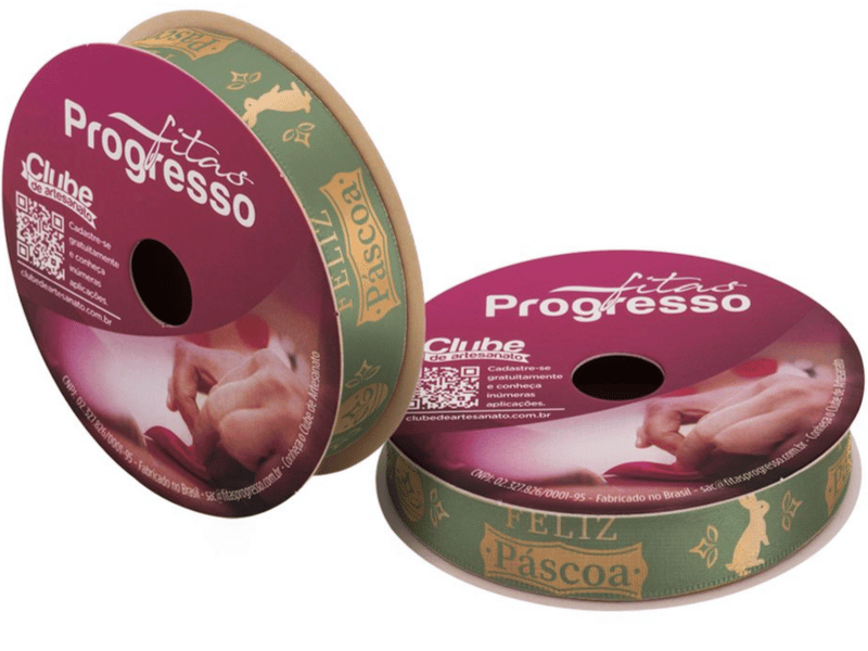 Fita de Cetim Decorativa Feliz Páscoa Verde nº 3 ECF003H Cor 501 - Progresso