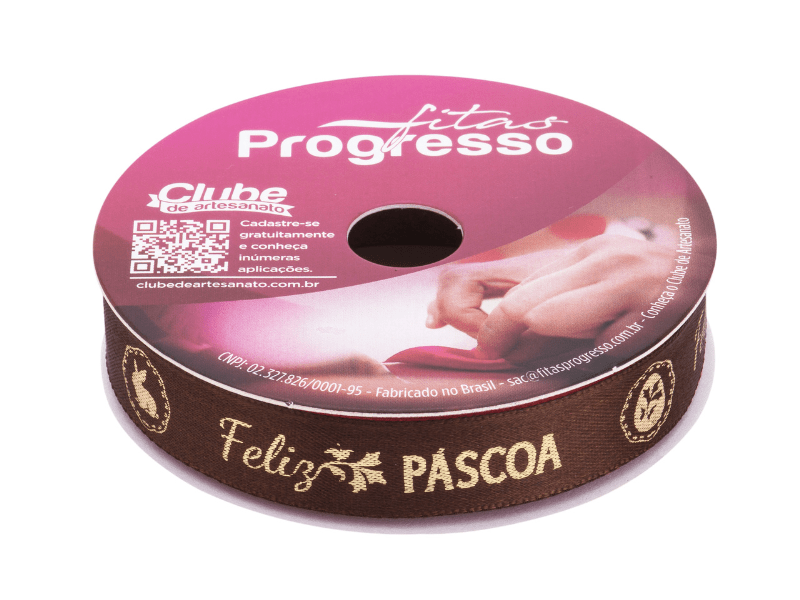 Fita de Cetim Feliz Páscoa n°3 ECF003H Cor 409 - Progresso 