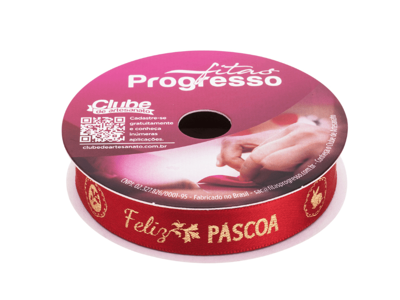 Fita de Cetim Feliz Páscoa n°3 ECF003H Cor 411 - Progresso