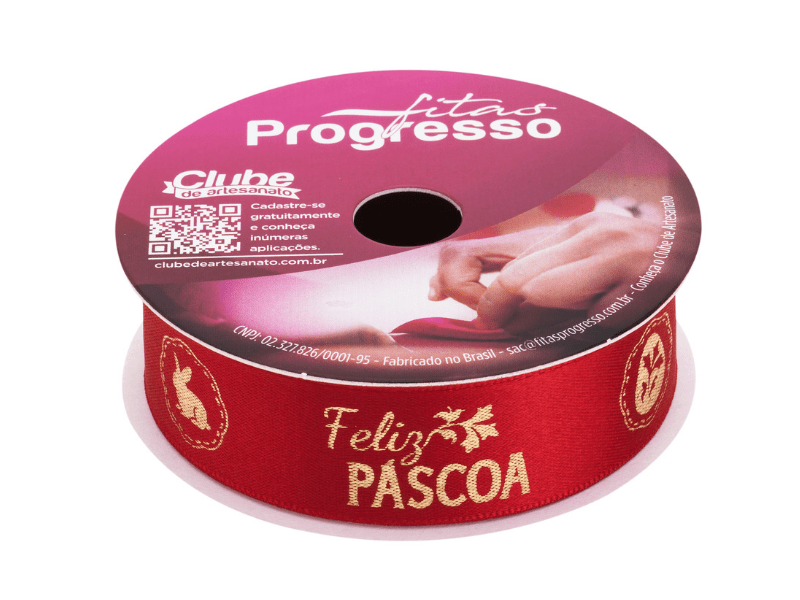 Fita de Cetim Feliz Páscoa n°5 ECF005H Cor 814 - Progresso