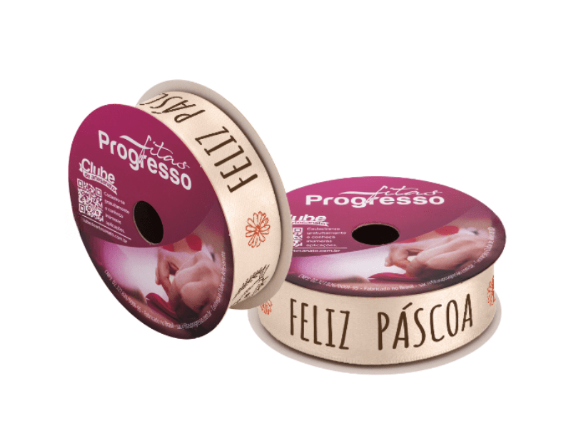 Fita de Cetim Feliz Páscoa n°ECF005D Cor 350 - Progresso 