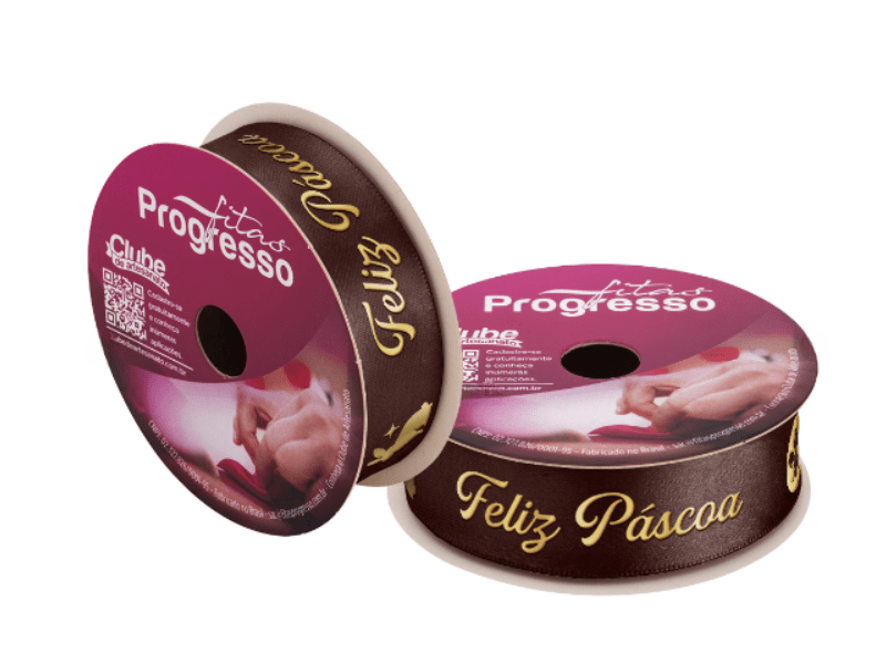 Fita de Cetim Feliz Páscoa n°ECF005F Cor 012 - Progresso 