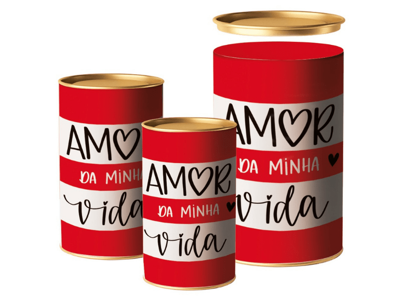 Lata Tanto Amor Composê Listrada 16,5x9 cm Unidade - Cromus