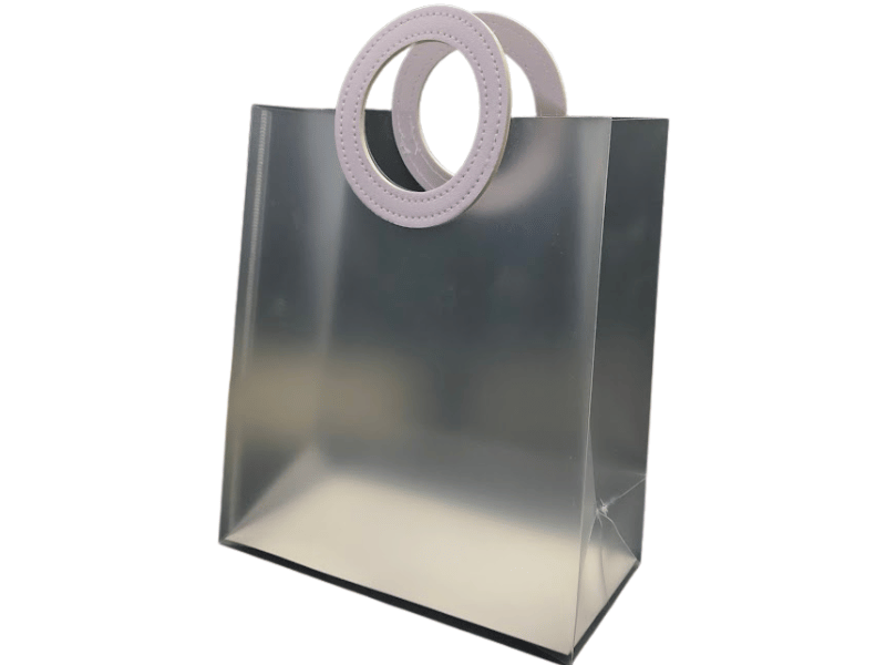 Sacola Transparente c/ Alça em Courino Branco 19,5x9,5x23 cm